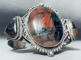 One Of The Finest Vintage Huge Native American Navajo Petrified Wood To A Silver Bracelet-Nativo Arts
