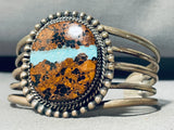 Kay Johnston Vintage Native American Navajo Natural Fissure Turquoise Sterling Silver Bracelet-Nativo Arts