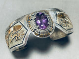 One Of The Best Ever Vintage Native American Navajo Amethyst Sterling Silver Gold Bracelet-Nativo Arts