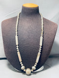 Rare Longer 30 Inch Vintage Native American Navajo Sterling Silver Tubule Necklace-Nativo Arts