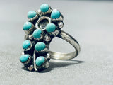 Flower Of Turquoise Vintage Native American Navajo Sterling Silver Ring Old-Nativo Arts