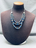 Incredible Vintage Native American Navajo Football Lapis Sterling Silver Necklace-Nativo Arts