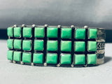Checkerboard Gaspeite!! Vintage Native American Navajo Sterling Silver Bracelet Cuff-Nativo Arts