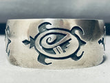 Cute Turtles!! Vintage Native American Navajo Hand Tooled Sterling Silver Bracelet-Nativo Arts