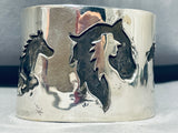 Cowgirl And Horse Native American Navajo Sterling Silver 137 Grams Bracelet!-Nativo Arts