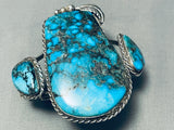 Best Vintage Native American Navajo Blue Diamond Turquoise Bsterling Silver Bracelet-Nativo Arts