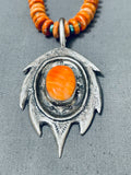Rare Vintage Santo Domingo Orange Shell Sterling Silver Necklace