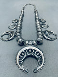 Fabulous Vintage Sturdy Sterling Silver Squash Blossom Necklace-Nativo Arts