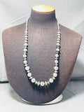 Big Beads! Vintage Native American Navajo Sterling Silver Hand Tooled Necklace Old-Nativo Arts