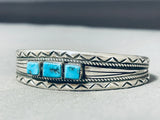 Cutest Vintage Native American Navajo Turquoise Sterling Silver Baby Bracelet-Nativo Arts