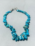 Native American Brilliant Vintage Santo Domingo Pilot Mountain Turquoise Chunks Necklace-Nativo Arts