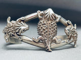 Symbolic Horny Toads Vintage Native American Navajo Sterling Silver Bracelet-Nativo Arts