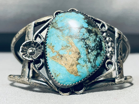 Important Vintage Native American Navajo Gilbert Turquoise Sterling Silver Bracelet-Nativo Arts