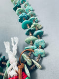 Early Very Rare Vintage Native American Navajo Cerrillos Turquoise Jacla Necklace Old