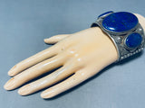 170 Gram Best Vintage Native American Navajo Domed Lapis Sterling Silver Bracelet Cuff-Nativo Arts