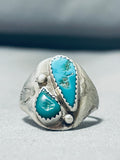 Brilliant Vintage Native American Navajo Cerrillos Morenci Turquoise Sterling Silver Ring-Nativo Arts