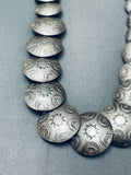 Intricate Bead Vintage Native American Navajo Sterling Silver Tube And Flat Bead Necklace-Nativo Arts