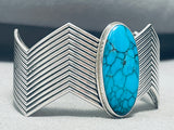 Incredible Zig Zag Spiderweb Turquoise Sterling Silver Bracelet-Nativo Arts