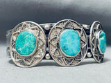 Heavy Vintage Native American Navajo Easter Blue Turquoise Sterling Silver Bracelet-Nativo Arts
