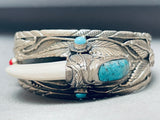 Most Unique White Bear Vintage Navajo Sterling Silver Bracelet-Nativo Arts