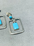 Special Vintage Native American Navajo Sleeping Beauty Turquoise Sterling Silver Dangle Earrings-Nativo Arts