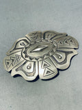 Massive Native American Navajo Signed Silver Repousse Handcarved Silver Buckle-Nativo Arts