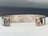 Black And White Vintage Native American Navajo Inlay Sterling Silver Bracelet-Nativo Arts