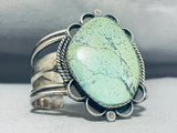 Gigantic Native American Navajo Green Turquoise Sterling Silver Bracelet-Nativo Arts