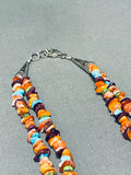 Native American Dazzling Santo Domingo Inlay Multi Royston Turquoise Sterling Silver Necklace-Nativo Arts