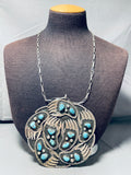 The Biggest Craziest Vintage Native American Navajo Bearpaw Turquoise Sterling Silver Necklace-Nativo Arts