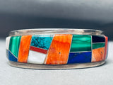 5.5 Inch Wrist Vintage Native American Navajo Turquoise Inlay Sterling Silver Bracelet-Nativo Arts