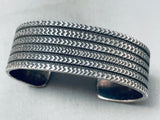 Deep Segments Vintage Native American Navajo Sterling Silver Stamped Bracelet Cuf-Nativo Arts