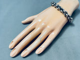 Hand-woven Vintage Native American Navajo Sterling Silver Sturdy Link Bracelet