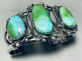 Early Royston Turquoise! Vintage Native American Navajo Sterling Silver Bracelet Old-Nativo Arts