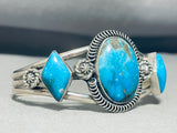 Gasp! Native American Navajo Rhombus Shaped Turquoise Native American Navajo Sterling Silver Bracelet Cuff-Nativo Arts