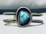 Magnificent Vintage Native American Navajo Pilot Mountain Turquoise Sterling Silver Bracelet-Nativo Arts