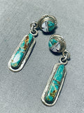 Native American Interesting Vintage Zuni Royston Turquoise Sterling Silver Sunface Earrings-Nativo Arts