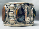 One Of The Biggest Best Vintage Native American Navajo Tigers Eye Sterling Silver Bracelet-Nativo Arts