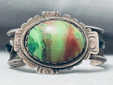 One Of The Coolest Ever Vintage Native American Navajo Chrysocolla Sterling Silver Bracelet-Nativo Arts