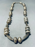 One Of The Most Unique Vintage Native American Navajo Hand Hammered Sterling Silver Necklace-Nativo Arts