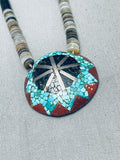 Native American Mesmerizing Vintage Santo Domingo Inlay Turquoise Jet Shell Necklace-Nativo Arts