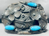 Flowers Of Ecstasy!! Vintage Navajo Turquoise Sterling Silver Bracelet-Nativo Arts