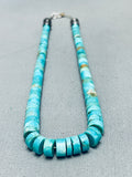 Chunky Heishi Vintage Native American Navajo Turquoise Sterling Silver Necklace Old-Nativo Arts