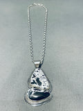 Extraordinary Native American Navajo White Buffalo Sterling Silver Necklace-Nativo Arts