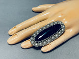Ben Begaye Heavy Vintage Native American Navajo Onyx Sterling Silver Ring-Nativo Arts