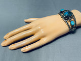 Important Vintage Native American Navajo Old Deposit Morenci Turquoise Sterling Silver Bracelet-Nativo Arts