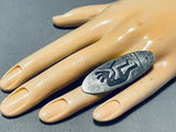 Exceptional Vintage Native American Hopi Signed Sterling Silver Kokopelli Colossal Ring-Nativo Arts