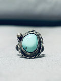 Very Early Vintage Native American Navajo Natural Turquoise Sterling Silver Ring Old-Nativo Arts