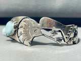 Dry Creek Turquoise!! Vintage Native American Navajo Kokopelli Sterling Silver Bracelet-Nativo Arts