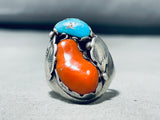 Outstanding Vintage Native American Navajo Pilot Mountain Turquoise Sterling Silver Ring-Nativo Arts